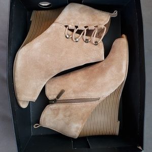 Suede Peep toe Booties by Michael Shannon
